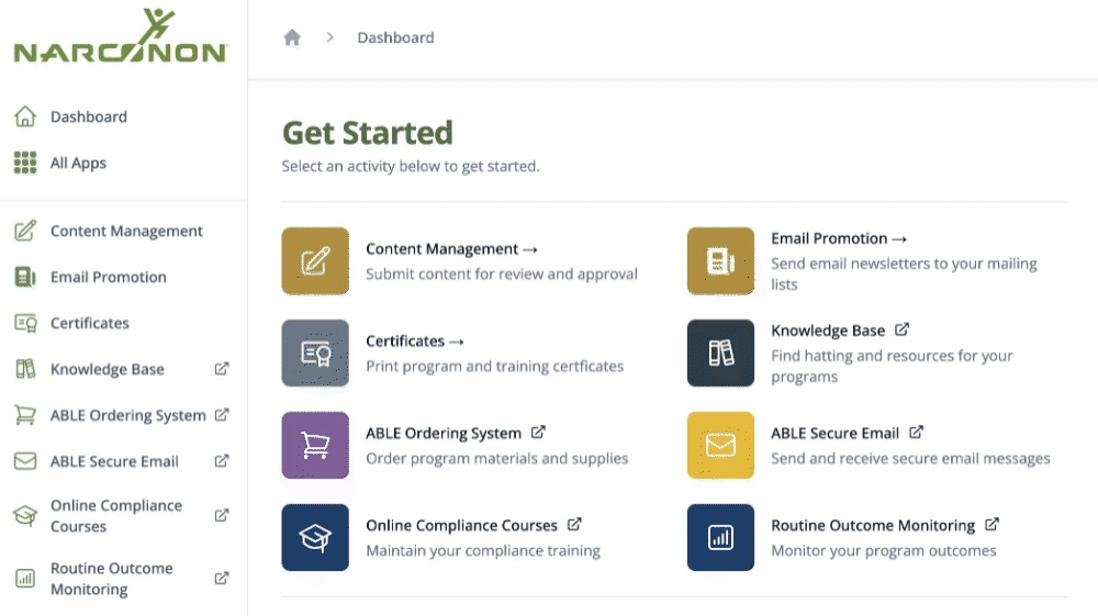Selecting the Content Management App icon