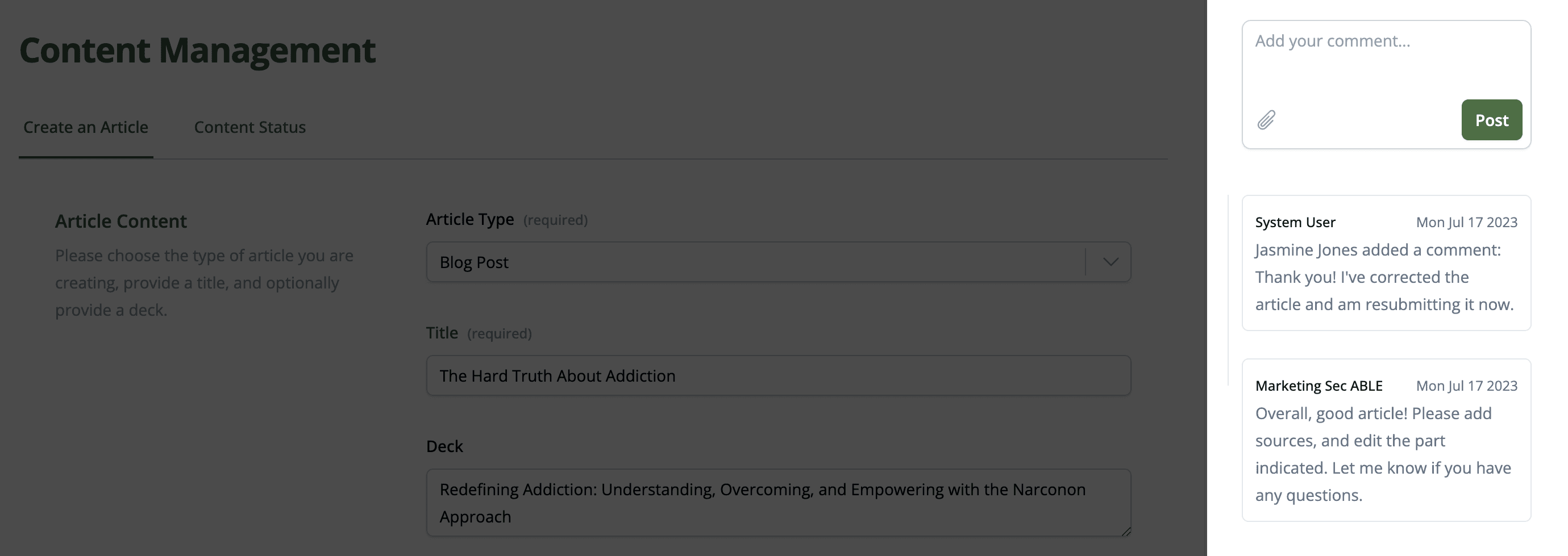 Image of comments on an article