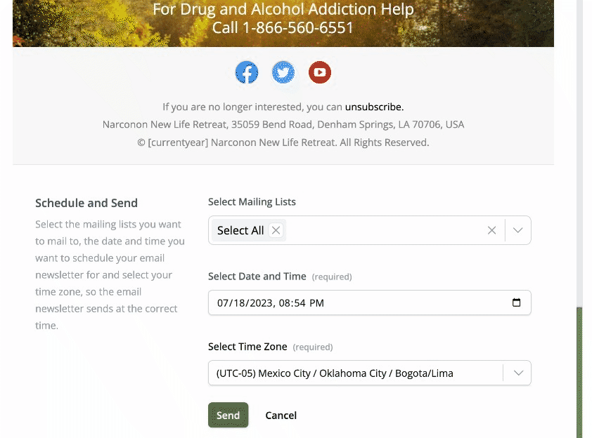 Selecting cancel button